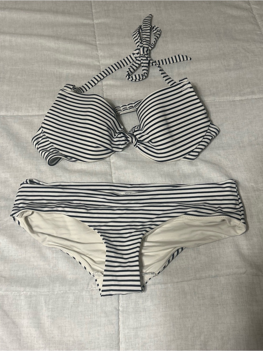 Striped Navy and White Girls' Bikini Set- NWOT, never worn before